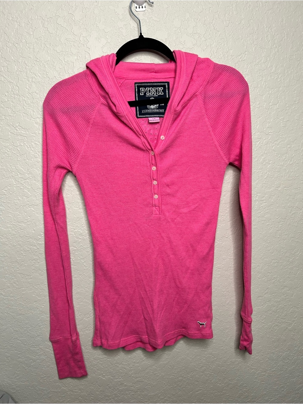 PINK Victoria’s Secret Y2K Thermal Hoodie Top size S - Picture 3 of 12